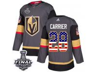 Men's Adidas Vegas Golden Knights #28 William Carrier Gray Authentic USA Flag Fashion 2018 Stanley Cup Final NHL Jersey