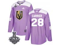 Men's Adidas Vegas Golden Knights #28 William Carrier Purple Authentic Fights Cancer Practice 2018 Stanley Cup Final NHL Jersey