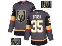 Men's Adidas Vegas Golden Knights #35 Oscar Dansk Gray Authentic Fashion Gold NHL Jersey