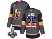Men's Adidas Vegas Golden Knights #35 Oscar Dansk Gray Authentic USA Flag Fashion 2018 Stanley Cup Final NHL Jersey
