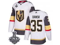 Men's Adidas Vegas Golden Knights #35 Oscar Dansk White Away Authentic 2018 Stanley Cup Final NHL Jersey