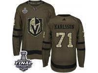 Men's Adidas Vegas Golden Knights #71 William Karlsson Green Authentic Salute to Service 2018 Stanley Cup Final NHL Jersey