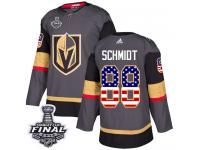 Men's Adidas Vegas Golden Knights #88 Nate Schmidt Gray Authentic USA Flag Fashion 2018 Stanley Cup Final NHL Jersey
