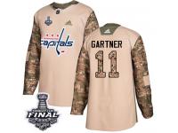 Men's Adidas Washington Capitals #11 Mike Gartner Camo Authentic Veterans Day Practice 2018 Stanley Cup Final NHL Jersey