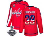 Men's Adidas Washington Capitals #39 Alex Chiasson Red Authentic USA Flag Fashion 2018 Stanley Cup Final NHL Jersey