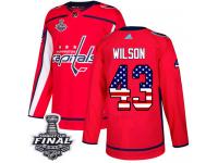 Men's Adidas Washington Capitals #43 Tom Wilson Red Authentic USA Flag Fashion 2018 Stanley Cup Final NHL Jersey