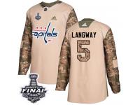 Men's Adidas Washington Capitals #5 Rod Langway Camo Authentic Veterans Day Practice 2018 Stanley Cup Final NHL Jersey