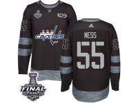 Men's Adidas Washington Capitals #55 Aaron Ness Black Authentic 2018 Stanley Cup Final 1917-2017 100th Anniversary NHL Jersey