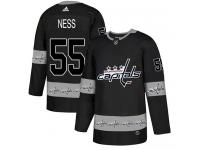Men's Adidas Washington Capitals #55 Aaron Ness Black Authentic Team Logo Fashion NHL Jersey