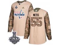 Men's Adidas Washington Capitals #55 Aaron Ness Camo Authentic Veterans Day Practice 2018 Stanley Cup Final NHL Jersey
