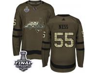 Men's Adidas Washington Capitals #55 Aaron Ness Green Authentic Salute to Service 2018 Stanley Cup Final NHL Jersey