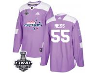 Men's Adidas Washington Capitals #55 Aaron Ness Purple Authentic Fights Cancer Practice 2018 Stanley Cup Final NHL Jersey