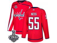 Men's Adidas Washington Capitals #55 Aaron Ness Red Home Premier 2018 Stanley Cup Final NHL Jersey