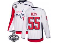 Men's Adidas Washington Capitals #55 Aaron Ness White Away Authentic 2018 Stanley Cup Final NHL Jersey