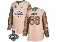 Men's Adidas Washington Capitals #68 Jaromir Jagr Camo Authentic Veterans Day Practice 2018 Stanley Cup Final NHL Jersey