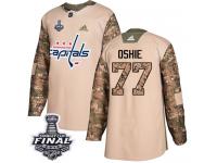 Men's Adidas Washington Capitals #77 T.J. Oshie Camo Authentic Veterans Day Practice 2018 Stanley Cup Final NHL Jersey