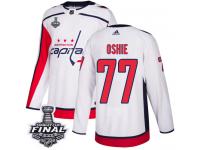Men's Adidas Washington Capitals #77 T.J. Oshie White Away Authentic 2018 Stanley Cup Final NHL Jersey