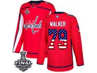 Men's Adidas Washington Capitals #79 Nathan Walker Red Authentic USA Flag Fashion 2018 Stanley Cup Final NHL Jersey