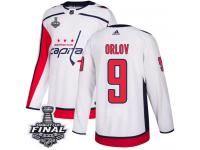 Men's Adidas Washington Capitals #9 Dmitry Orlov White Away Authentic 2018 Stanley Cup Final NHL Jersey