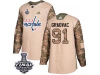 Men's Adidas Washington Capitals #91 Tyler Graovac Camo Authentic Veterans Day Practice 2018 Stanley Cup Final NHL Jersey