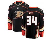 Men's Anaheim Ducks #34 Sam Steel Authentic Black Home Breakaway NHL Jersey