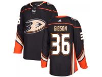 Men's Anaheim Ducks #36 John Gibson adidas Black Authentic Jersey 2017
