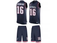 Men's Andrew Hawkins #16 Nike Navy Blue Jersey - NFL New England Patriots Tank Top Suit