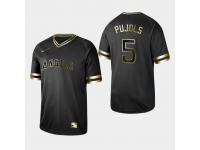 Men's Angels 2019 Black Golden Edition Albert Pujols V-Neck Stitched Jersey