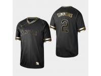 Men's Angels 2019 Black Golden Edition Andrelton Simmons V-Neck Stitched Jersey