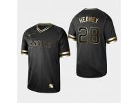 Men's Angels 2019 Black Golden Edition Andrew Heaney V-Neck Stitched Jersey