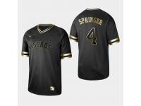 Men's Astros 2019 Black Golden Edition George Springer V-Neck Stitched Jersey