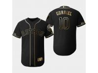 Men's Astros 2019 Black Golden Edition Yuli Gurriel Flex Base Stitched Jersey