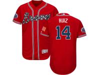 Men's Atlanta Braves #14 Rio Ruiz Majestic Alternate Red 2017 Authentic Flex Base Jersey with Commemorative Patch