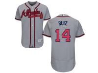 Men's Atlanta Braves #14 Rio Ruiz Majestic Road Gray Flex Base Authentic Collection Jersey