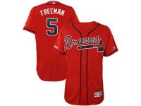 Men's Atlanta Braves Freddie Freeman Majestic Scarlet 2019 Alternate Authentic Collection Flex Base Player Jersey