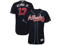 Men's Atlanta Braves Ronald Acuna Jr Majestic Navy 2019 Alternate Authentic Collection Flex Base Player Jersey
