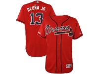 Men's Atlanta Braves Ronald Acuna Jr Majestic Scarlet 2019 Alternate Authentic Collection Flex Base Player Jersey
