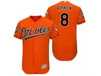 Men's Baltimore Orioles Cal Ripken #8 Orange On-Field 25th Anniversary Patch Flex Base Jersey
