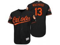 Men's Baltimore Orioles Manny Machado #13 Black On-Field 25th Anniversary Patch Flex Base Jersey