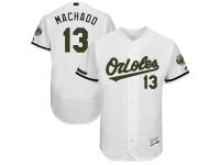 Men's Baltimore Orioles Manny Machado Majestic White 2017 Memorial Day Authentic Collection Flex Base Player Jersey