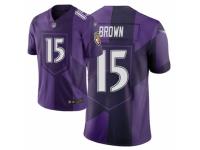 Men's Baltimore Ravens #15 Marquise Brown Limited Purple City Edition Football Jersey