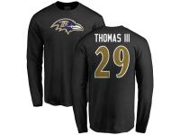 Men's Baltimore Ravens Earl Thomas III NFL Pro Line Black Logo Long Sleeve T-Shirt