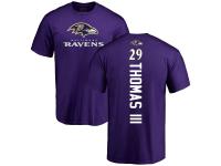 Men's Baltimore Ravens Earl Thomas III NFL Pro Line by Purple Backer T-Shirt