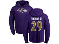 Men's Baltimore Ravens Earl Thomas III NFL Pro Line by Purple Logo Pullover Hoodie