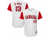 Men's Canada Baseball Majestic #13 Tyler O'Neill White 2017 World Baseball Classic Authentic Team Jersey