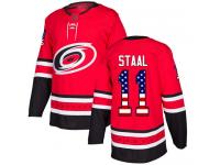Men's Carolina Hurricanes #11 Jordan Staal Red Authentic USA Flag Fashion Hockey Jersey