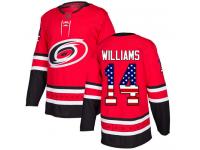 Men's Carolina Hurricanes #14 Justin Williams Red Authentic USA Flag Fashion Hockey Jersey