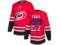 Men's Carolina Hurricanes #27 Justin Faulk Red Authentic USA Flag Fashion Hockey Jersey