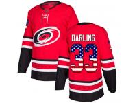 Men's Carolina Hurricanes #33 Scott Darling Red Authentic USA Flag Fashion Hockey Jersey