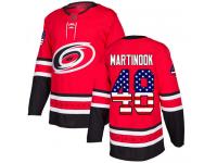 Men's Carolina Hurricanes #48 Jordan Martinook Red Authentic USA Flag Fashion Hockey Jersey